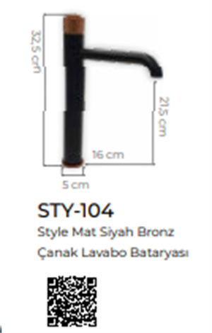 Style Mat Siyah Rose Gold Çanak Lavabo Bataryası