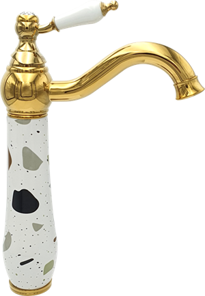 Terrazzo Altın Çanak Lavabo Bataryası