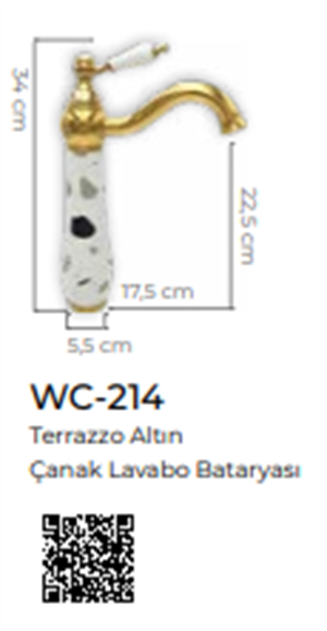 Terrazzo Altın Çanak Lavabo Bataryası