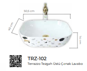 Pure Terrazzo Tezgah Üstü Çanak Lavabo Trz-102