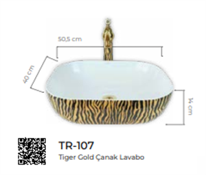 Pure Tiger Gold Zebra Tezgah Üstü Çanak Lavabo Tr-107
