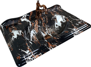 Pure Victorian Emperador Etajerli Lavabo Etj-106