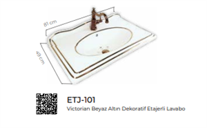 Victorian Beyaz Altın Etajerli Lavabo