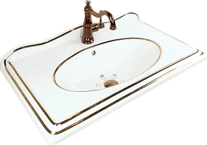 Victorian Beyaz Altın Etajerli Lavabo