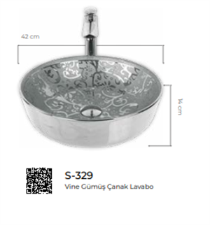 Pure Vine Gümüş Tezgah Üstü Çanak Lavabo S-329
