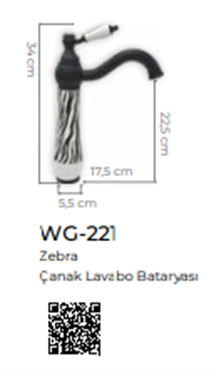 Zebra Siyah Beyaz Çanak Lavabo Bataryası