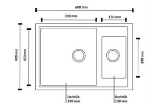 Vinox Bej Çift Göz Granit Evye 59,5X49 Vx003