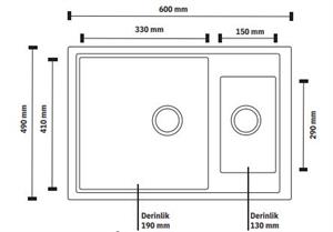 Vinox Siyah Çift Göz Granit Eviye 59,5x49 Vx003