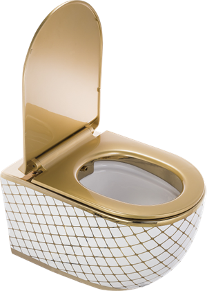 Pure Geo. Beyaz Altın Kanalsız Asma Klozet Wh-783+Soft Kapak