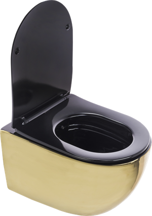 Pure Parlak Gold Sıyah Kanalsız Asma Klozet Wh-785+Soft Kapak