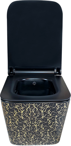 Pure Marble Sıyah Gold Kanalsız Asma Klozet Wh-788+Soft Kapak