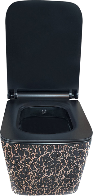 Pure Marble Sıyah Bronz Kanalsız Asma Klozet Wh-790+Soft Kapak