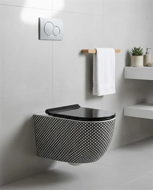 Geometrik Siyah Beyaz Asma Klozet WH-821