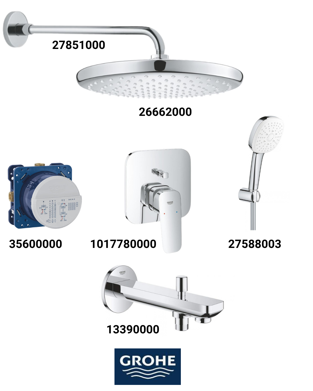 Cubeo Ankastre Banyo Bataryası Seti Gagadan Yönlendircili (Geniş Oval Tepe Duşlu) 101778SET5