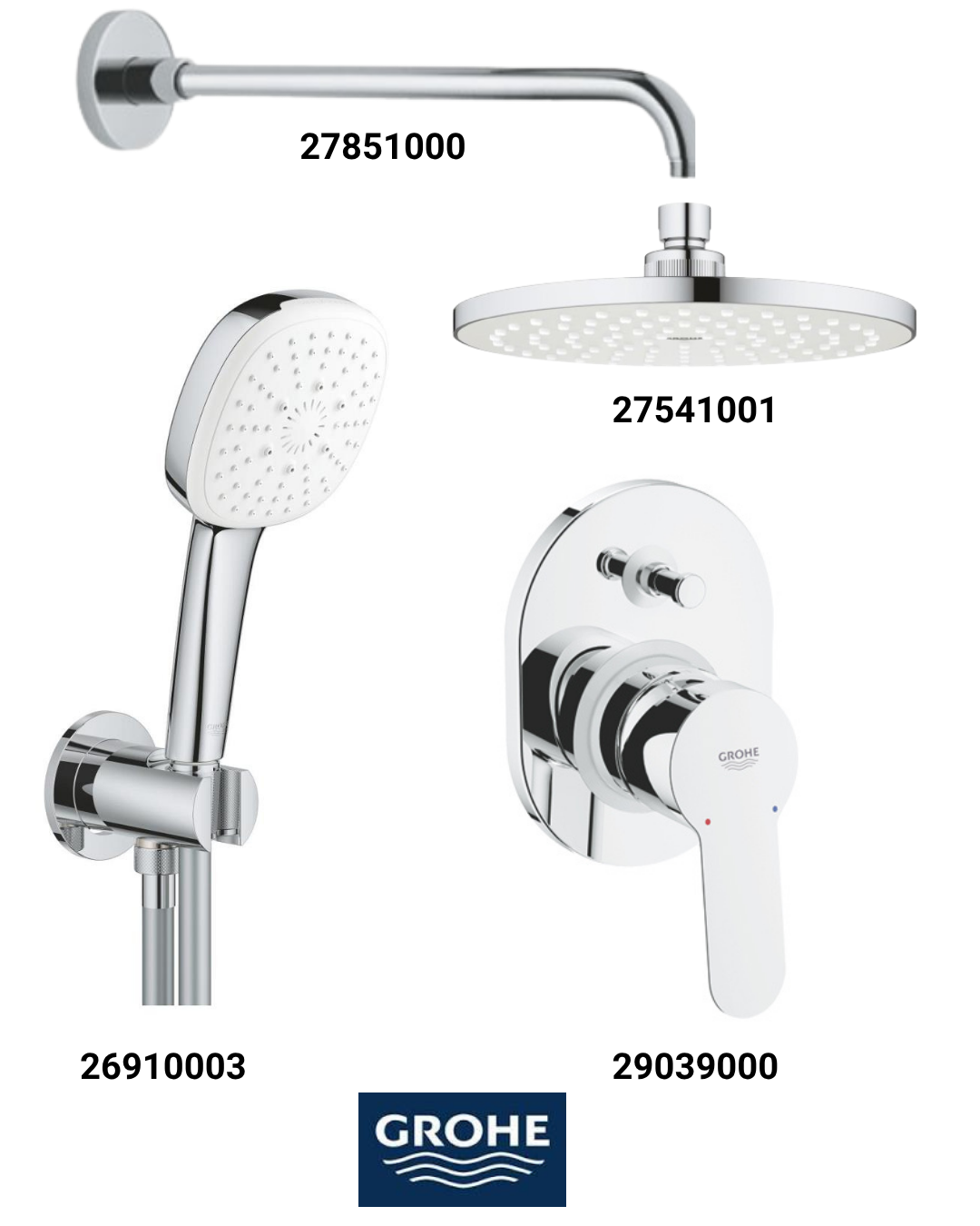 Bauedge Ankastre Banyo Bataryası Seti Gagasız(Oval Tepe Duşlu) 29039SET1