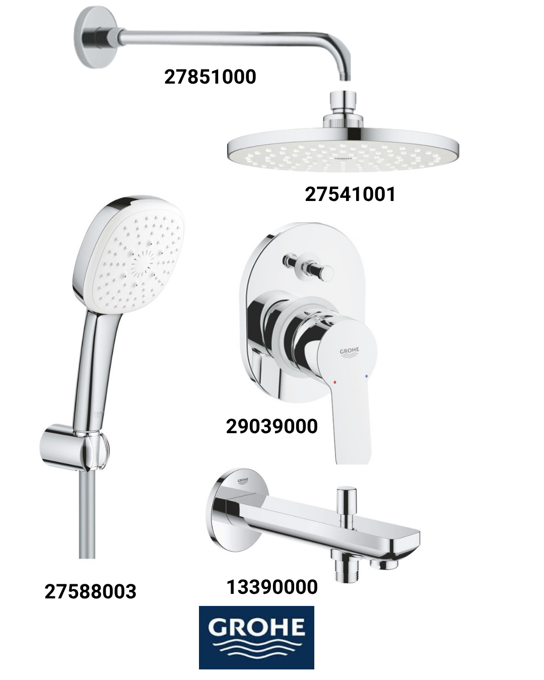 Bauedge Ankastre Banyo Bataryası Seti Gagadan Yönlendircili (Oval Tepe Duşlu) 29039SET4