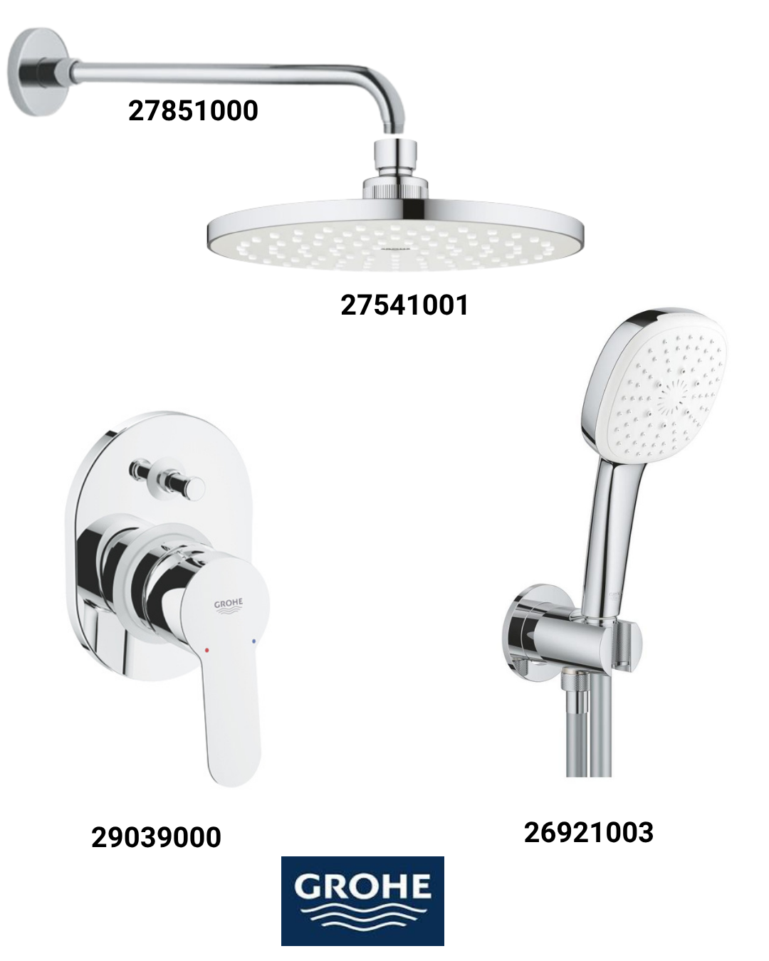 Bauedge Ankastre Banyo Bataryası Seti Gagasız (Oval Tepe Duşlu) 29039SET7
