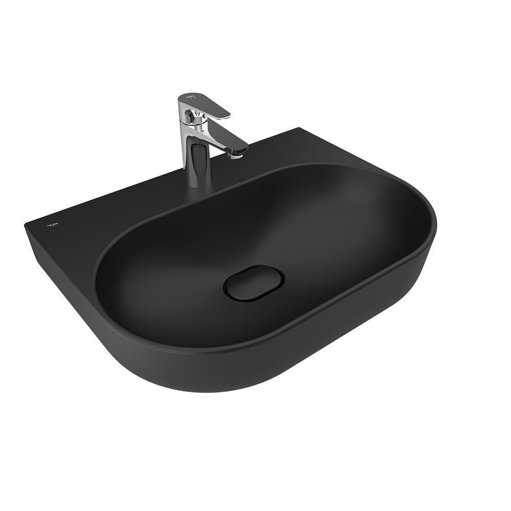 Zero 2.0 60X45 Cm Armatür Bantlı Oval Tezgah Üzerı Lavabo  Mat Sıyah 310200200473