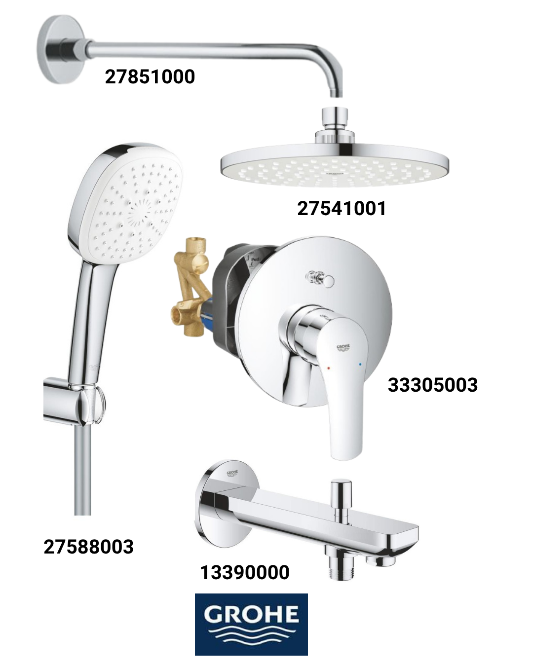 Eurosmart Ankastre Banyo Bataryası Seti Gagadan Yönlendiricili (Oval Tepe Duşlu) 33305SET4