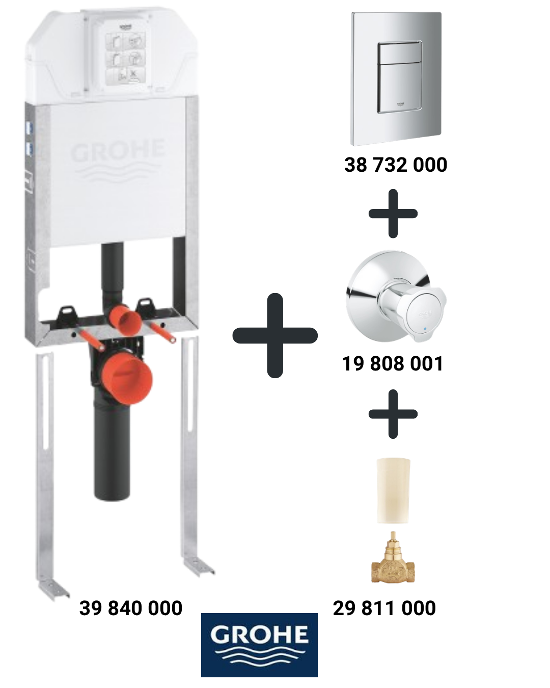 Grohe Gömme Rezervuar Seti Uniset Slim (Buton 3873200 Vana 19808001 Dahil 4 Parça) 39840000SET2