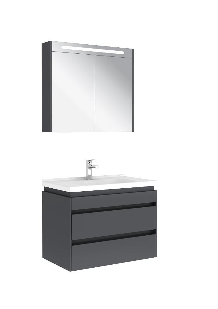 Idea 2.0 (Durabad) 80Cm takım Banyo Dolabı Parlak Antrasıt 610100200515