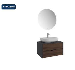 Zero 2.0 80Cm takım Banyo Dolabı Antrasıt/Cevız 610100201074