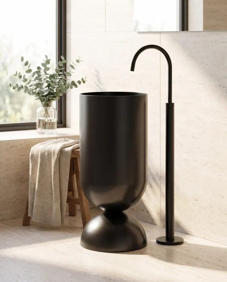 Petite Siyah Paslanmaz Monoblok Lavabo BB-937