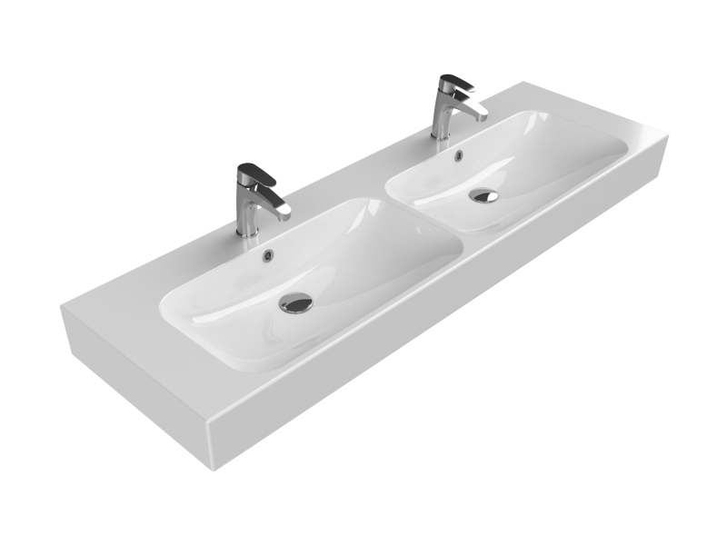 Cerastyle Turkuaz Pinto Etajerli Lavabo 150 Cm (Çıft Batarya Delıklı) 080900-U