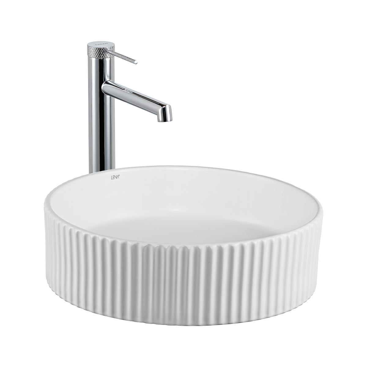 E-W1001MB Tezgah Üstü Mat Beyaz Lavabo E-W1001MB