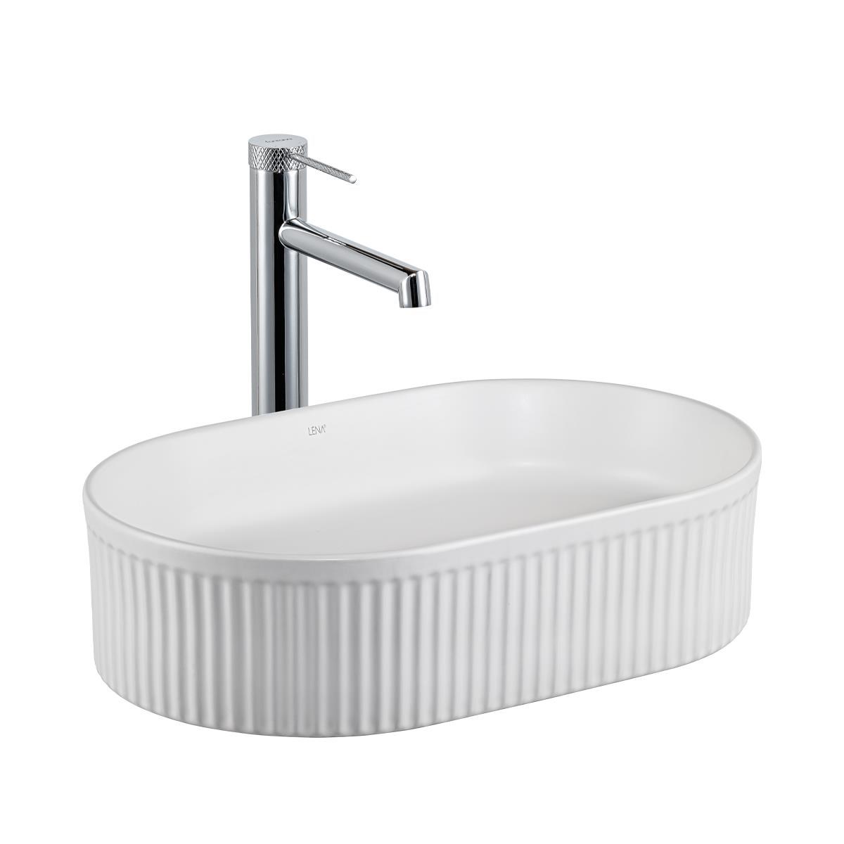 E-W1002MB Tezgah Üstü Mat Beyaz Lavabo E-W1002MB