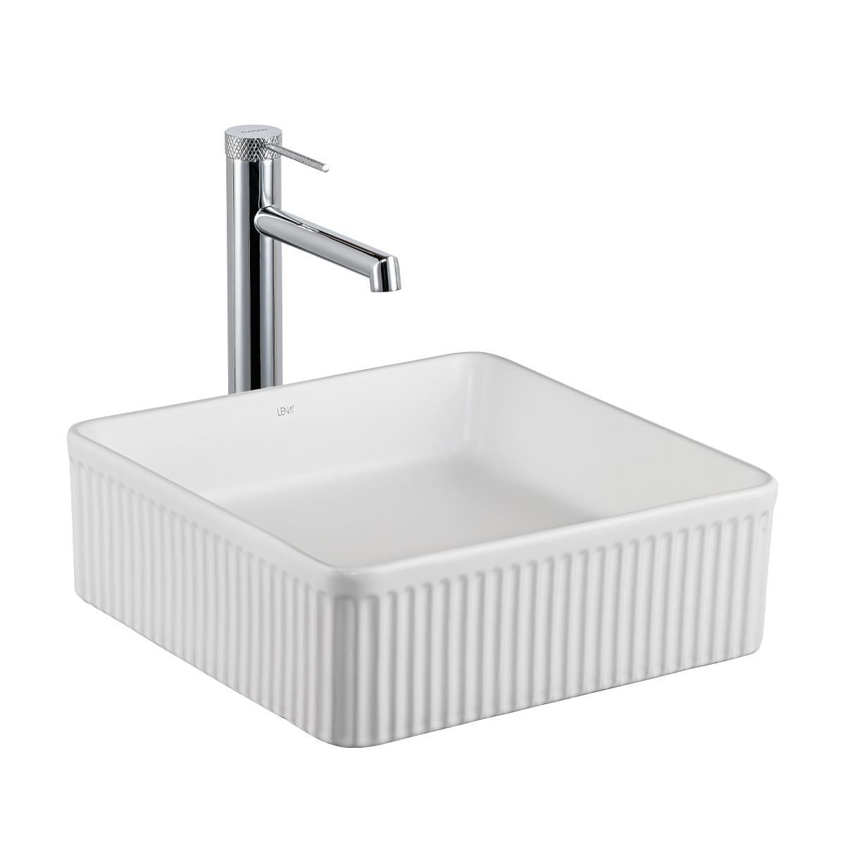 E-W1003MB Tezgah Üstü Lavabo Mat Beyaz E-W1003MB