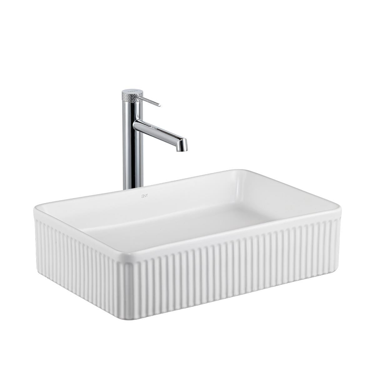 E-W1004MB Tezgah Üstü Lavabo Mat Beyaz E-W1004MB