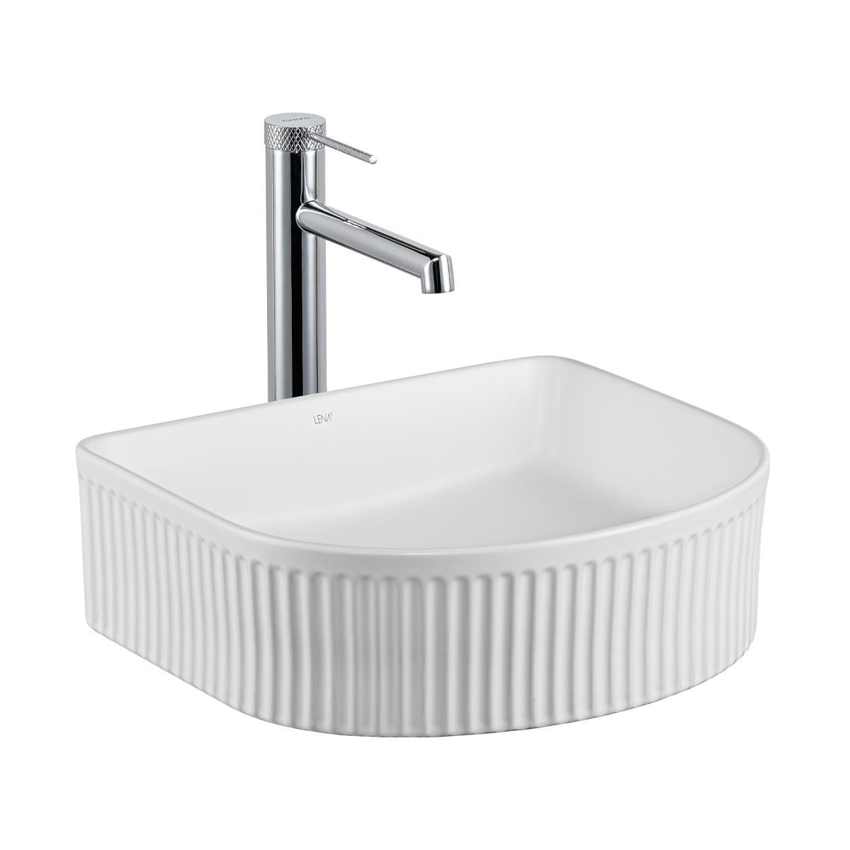 E-W1005MB Tezgah Üstü Lavabo Mat Beyaz E-W1005MB