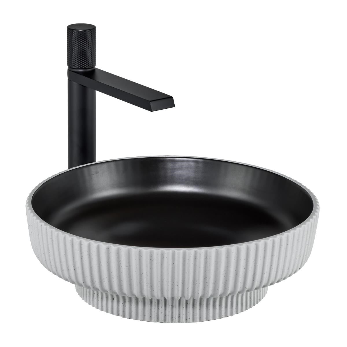 E-W1501MSB Tezgah Üstü Lavabo Mat Siyah & Beyaz E-W1501MSB