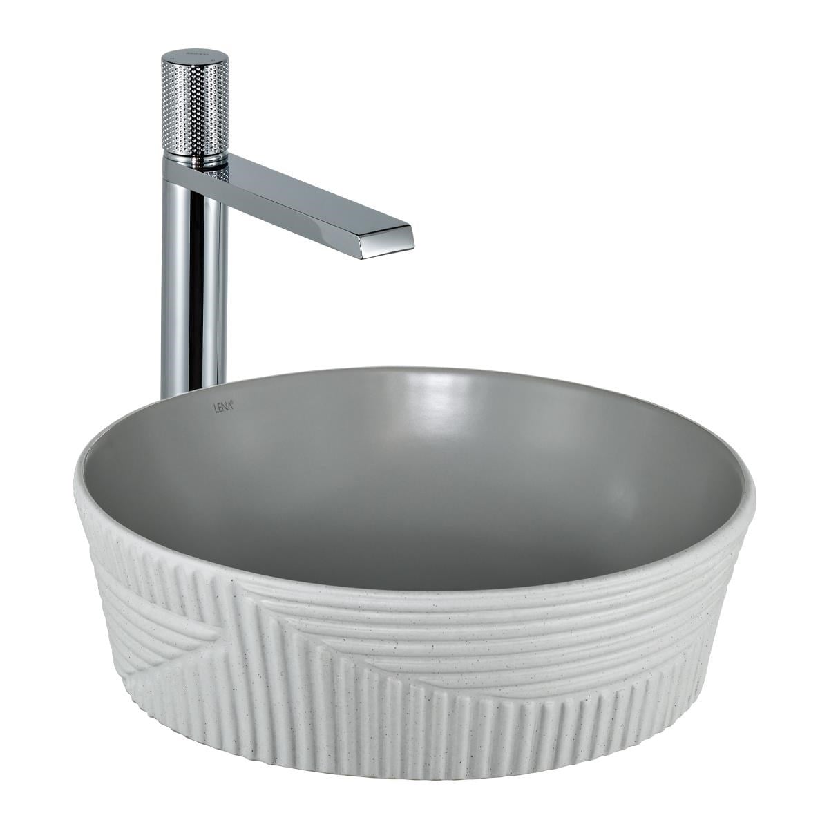 E-W1502MAG Tezgah Üstü Lavabo Mat Gri & Beyaz E-W1502MAG