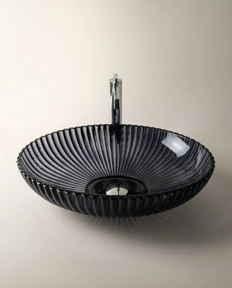 Dekoratif Oval Cam Lavabo Siyah 50 cm GLS-116