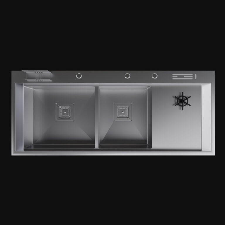 Inox 120x50 Çift Göz Bardak Yıkamalı Paslanmaz Çelik Eviye KTC-111