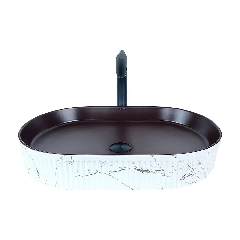Marmo Beyaz Bronz Tezgahüstü Çanak Lavabo Mr-111 MR-111