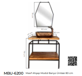 Pure 80Cm Masif Ahşap Banyo Dolabı Mbu-6200 MBU-6200