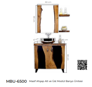 Pure Banda 80Cm Masif Ahşap Banyo Dolabı Mbu-6500 MBU-6500
