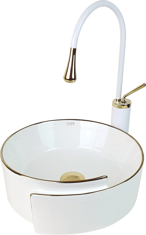 Pure  Beyaz Gold Tezgah Üstü Çanak Lavabo Wg-303 WG-303