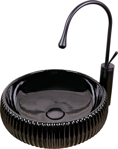 Pure Black Serrated Tezgah Üstü Çanak Lavabo Mb-157 MB-157