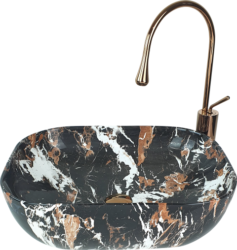 Pure Black Tiger Eye Tezgah Üstü Çanak Lavabo Mr-105 MR-105