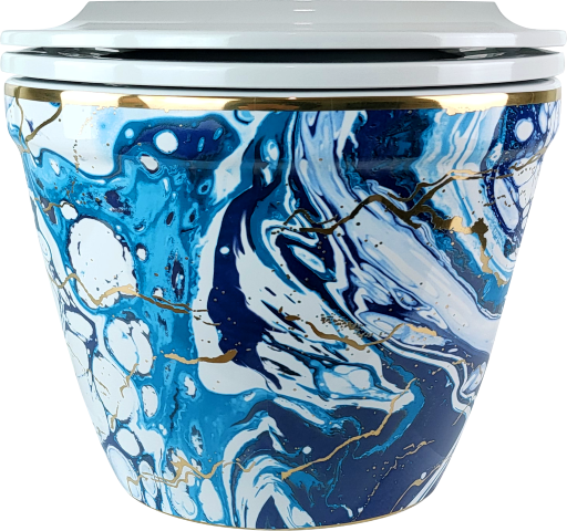 Pure Ebru Mavi  Altın Kanalsız Asma Klozet Wh-131 WH-131