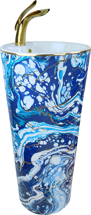 Pure Ebru Mavi  Altın  Kolon Lavabo Bb-131 BB-131