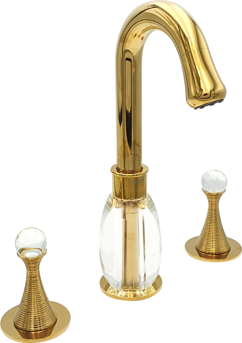 Pure Elagate Kristal Gold Üç Delikli Lavabo Armatürü Elg-103 ELG-103