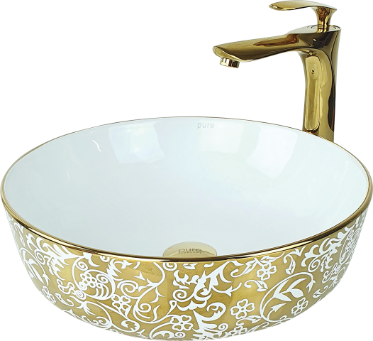 Pure Gardenia Gold White Tezgah Üstü Çanak Lavabo Gw-407 GW-407