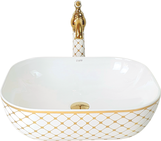 Pure Geometrik Beyaz Altın Çanak Lavabo Tr-123 TR-123