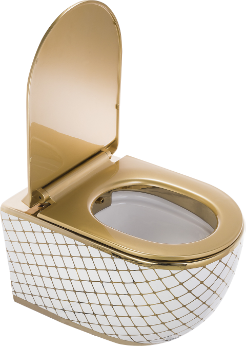 Pure Geometrik Beyaz Altın Kanalsız Asma Klozet Wh-783 WH-783