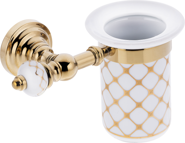 Pure Geometrik Beyaz Altın / Pvd Gold Montajlı Diş Fırçalık Aks-113 AKS-113